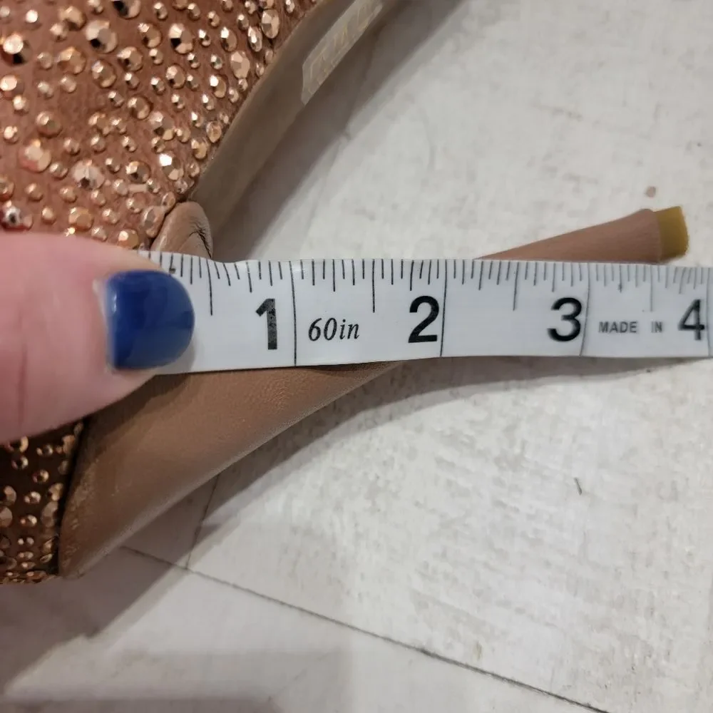 Jeffrey Campbell studded jewel heels nude black pointed toe 4 inch size‎ 9